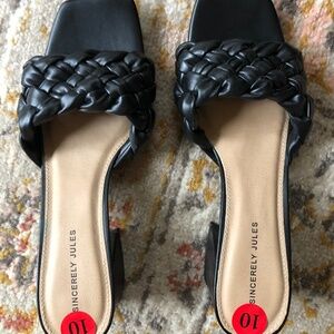 Sincerely Jules braided slide/sandals with low heel, size 10, NWOT!